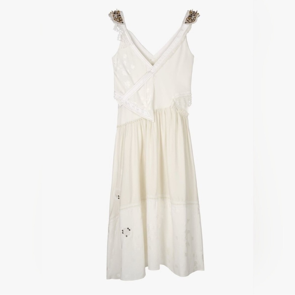 Zara Atelier Oyster White Draped Midi Dress - Elegant Edgy Evening Wear - Picture 10 of 12